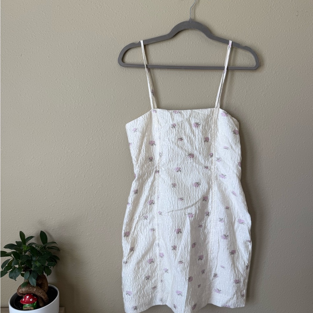 Altar'd State White and Purple Floral Mini Dress
